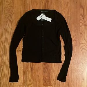 WHBM black button front blouse, size S, NWT
